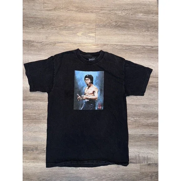 Bruce Lee X DGK T Shirt Adult M Blk Fierce Graphic Be Water My Friend Faded - Picture 1 of 4